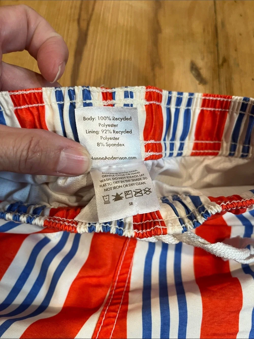 HANNA ANDERSSON 100 Red & Blue Stripe Swimming Trunks